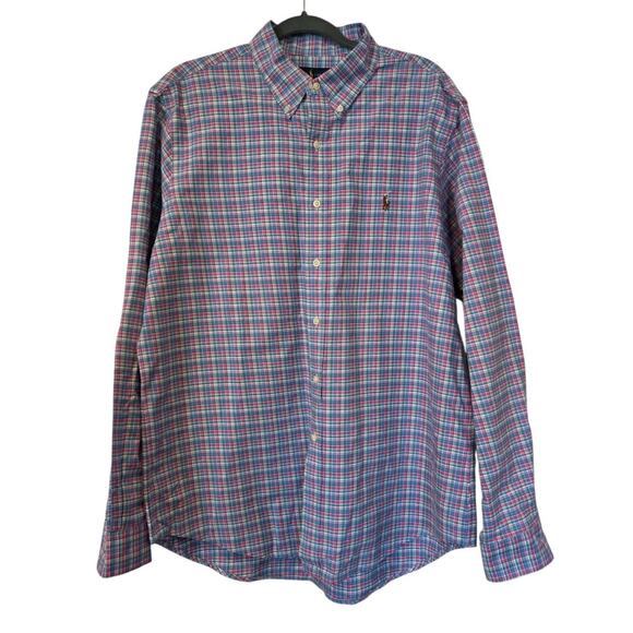 Ralph Lauren Shirt Men’s XL Multicolor Plaid Flesh Pony Long Sleeve Button Down - Picture 5 of 12